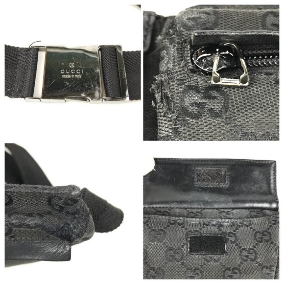 552228F V Gucci Clutch Bag Waist GG Black Canvas - Picture 9 of 11